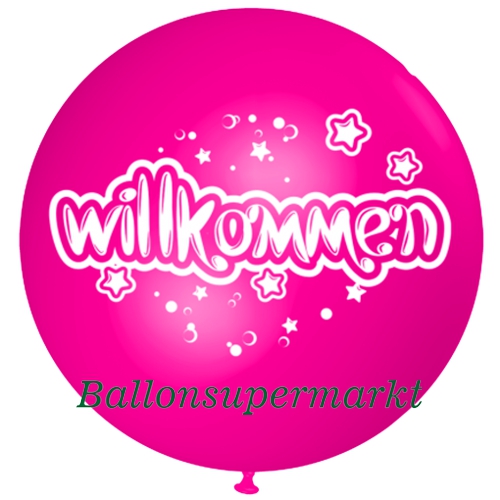 Willkommen-Luftballon-Riesenballon-pink