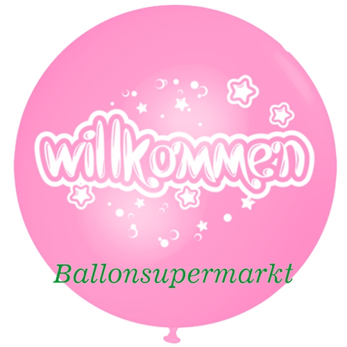 Willkommen-Luftballon-Riesenballon-rosa