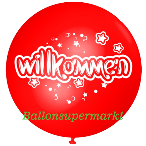 Willkommen-Luftballon-Riesenballon-rot