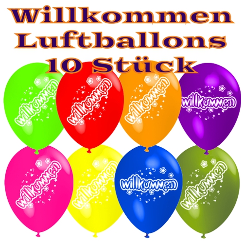 Willkommen-Luftballons-Bunt-gemischt-10-Stueck