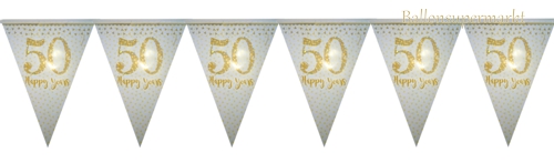 Wimpelkette-50-Happy-Years-Dekoration-zur-Goldhochzeit-Girlande-goldene-Hochzeit