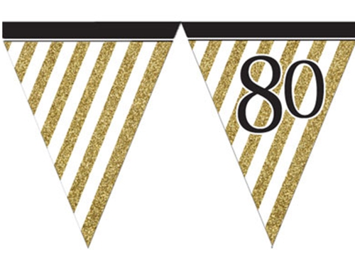 Wimpelkette-Black-and-Gold-80-zum-80.-Dekoration-Geburtstagsparty-Partydekoration-Geburtstagsdeko