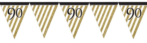 Wimpelkette-Black-and-Gold-90-zum-90.-Geburtstag-Fest-Geburtstagsparty-Partydekoration-Geburtstagsdeko