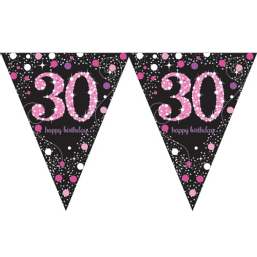 Wimpelkette-Pink-Celebration-30-zum-30.-Geburtstag-Fest-Geburtstagsparty-Partydekoration-Geburtstagsdeko