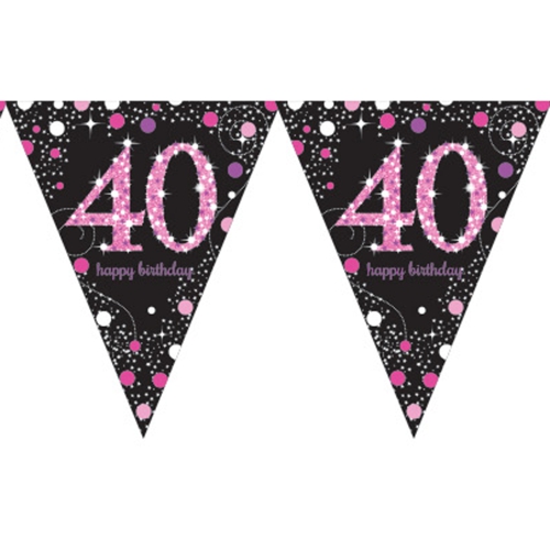 Wimpelkette-Pink-Celebration-40-zum-40.-Geburtstag-Fest-Geburtstagsparty-Partydekoration-Geburtstagsdeko