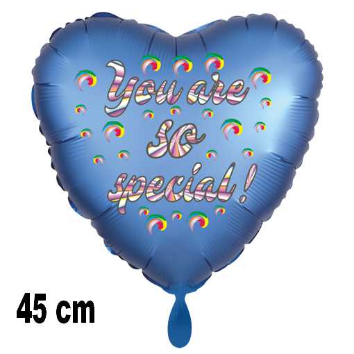 You are so special! Herzluftballon in Satinblau, Foli, 45 cm, ohne Helium
