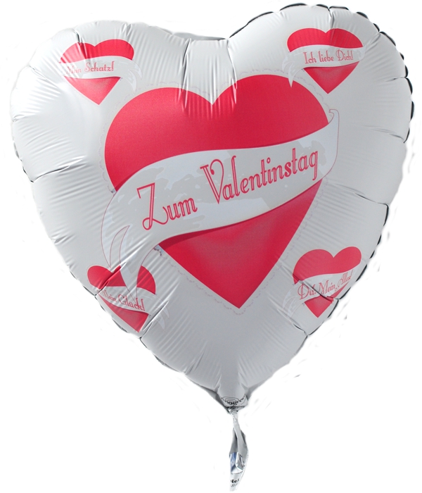Zum Valentinstag weißer Herz-Luftballon mit Ballongas Helium, Ballongrüße! Sag es mit Ballons! Sag ich liebe dich!