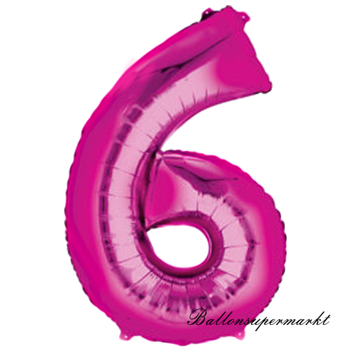 Folienballon-Zahl-6-Pink-Luftballon-Geschenk-Geburtstag-Jubilaeum-Firmenveranstaltung