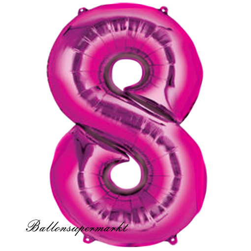 Folienballon-Zahl-8-Pink-Luftballon-Geschenk-Geburtstag-Jubilaeum-Firmenveranstaltung