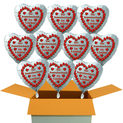 Zur-Rosenhochzeit-in-Liebe-10-Luftballons-aus-Folie-in-Herzform-mit-Ballongas-Helium