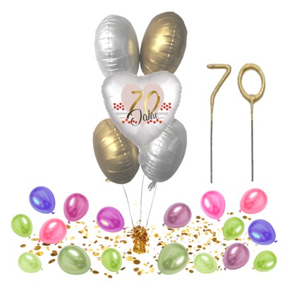 Bouquet aus Heliumballons und Geburtstagsdeko zum 70. Geburtstag