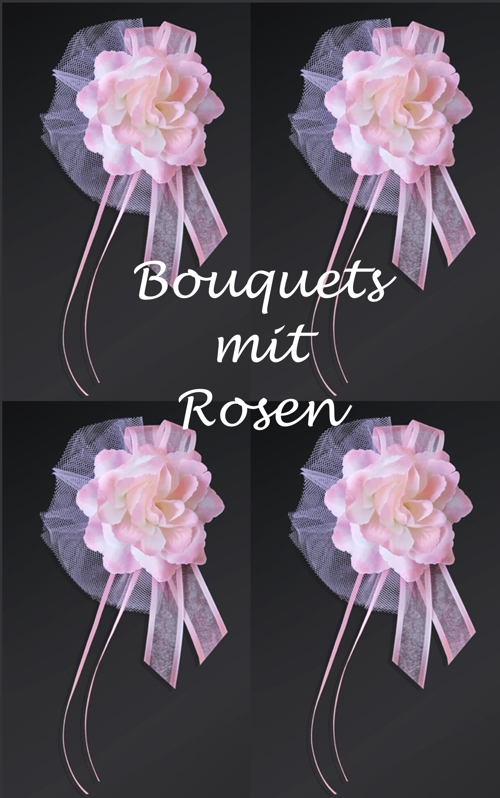 bouquets-mit-rosen-rosa-hochzeitsauto-tuerdekoration-4-stueck