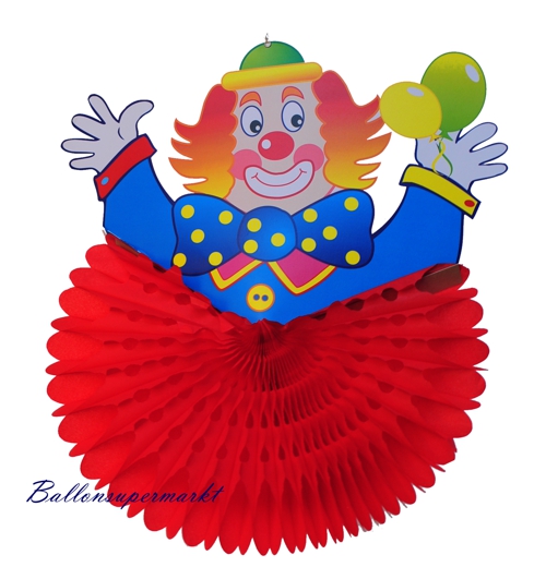 Dekohänger Clown mit roter Rosette, Dekoration zu Karneval, Fasching, Kinderkarneval, Kinderfasching, Kinderfest und Kindergeburtstag