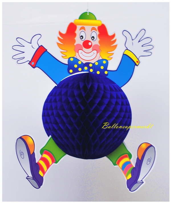 Clown zur Festdekoration, Dekohänger mit blauem Wabenball