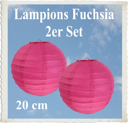 Fuchsia farbige Lampions, 2 Stück, 20 cm
