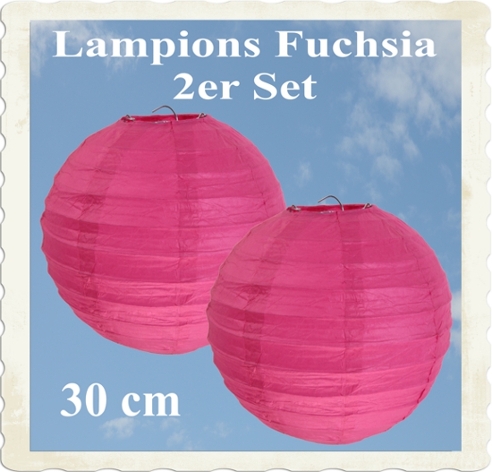 Fuchsia farbige Lampions, 2 Stück, 30 cm