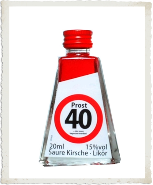 Geburtstagsschnäpschen zum 40. Geburtstag, Geburtstagslikör Saure Kirsche, 200 ml