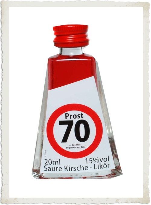 Geburtstagsschnäpschen zum 70. Geburtstag, Geburtstagslikör Saure Kirsche, 200 ml