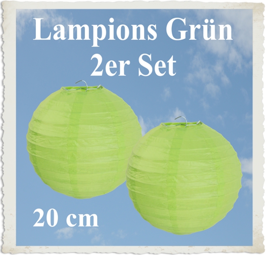 Grüne Lampions, 2 Stück, 20 cm