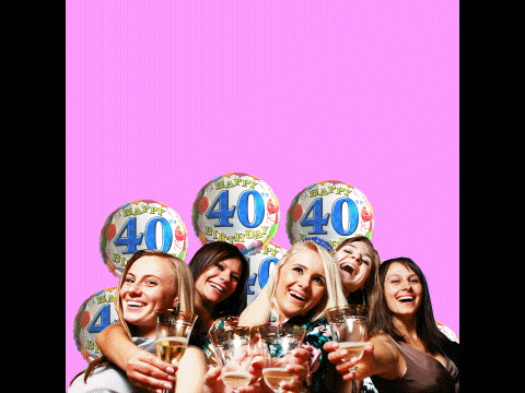 Happy Birthday Geburtstag Luftballons mit Helium, Zahl 40, zum 40. Geburtstag
