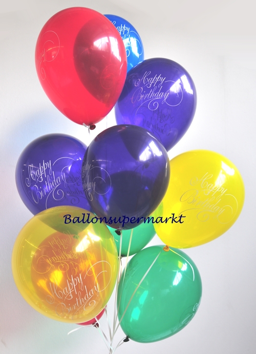 Happy Birthday Motiv-Luftballons, bunt gemischte Farben