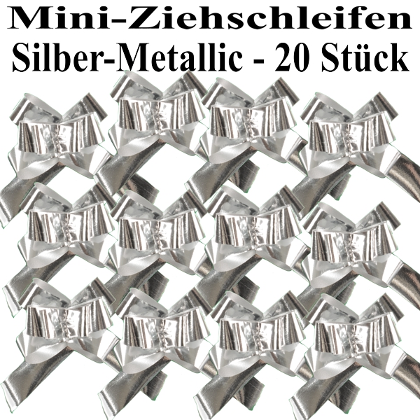 Kleine silberne Metallic-Zierschleifen, 20 Stueck, 14 mm