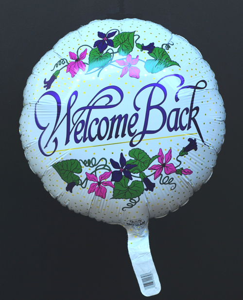 Luftballon aus Folie: Welcome Back, Ballon mit Ballongas-Helium