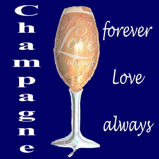 Champagnerglas Luftballon zur Hochzeit, forever love always