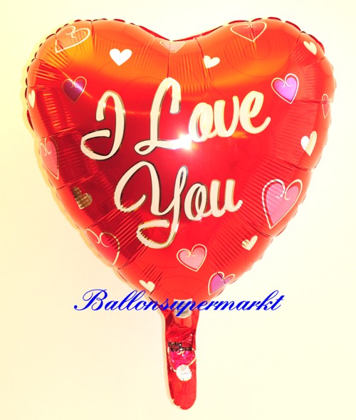 Luftballon aus Folie mit Ballongas, I love you, Liebe
