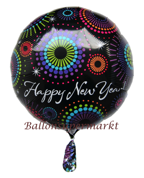 Silvester Luftballon, Silvester Dekoration, Folienballon mit Ballongas, Dazzling Happy New Year