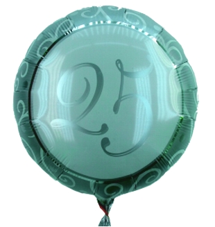 Luftballon zum 25. Jubiläum, Geburtstagsballon mit Ballongas Helium