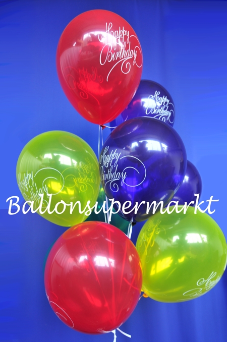Luftballons mit Happy Birthday Aufschrift, Dekoration zum Geburtstag