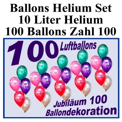 Ballons und Helium Set zum 100. Geburtstag und Jubiläum