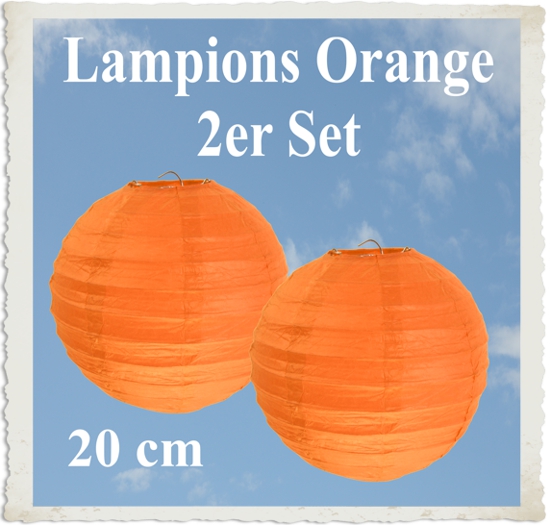 Orangene Lampions, 2 Stück, 20 cm