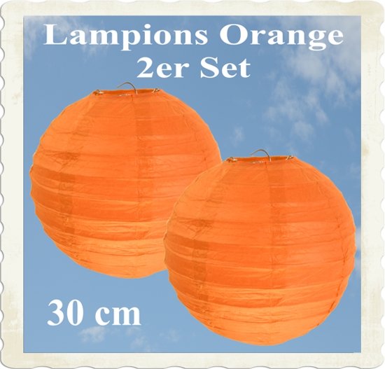 Orangene Lampions, 2 Stück, 30 cm