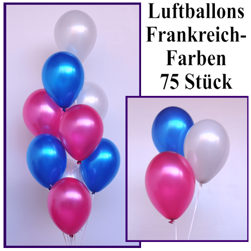 Luftballons Blau-Weiß-Rot, Frankreich-Farben