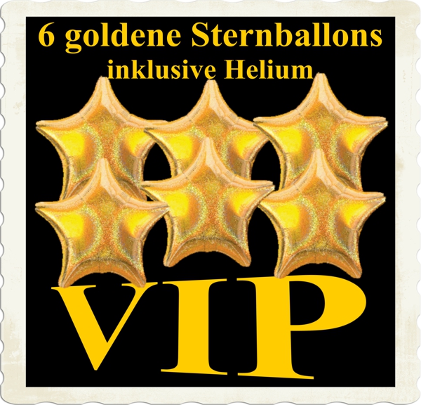 Vip Party, Partydekoration, 6 goldene, holografische Sternballons mit Heliumgas