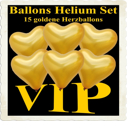 VIP Party, Partydekoration, Goldene Herzluftballons, Ballons Helium Set