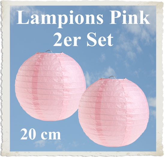 Pinkfarbige Lampions, 2 Stück, 20 cm