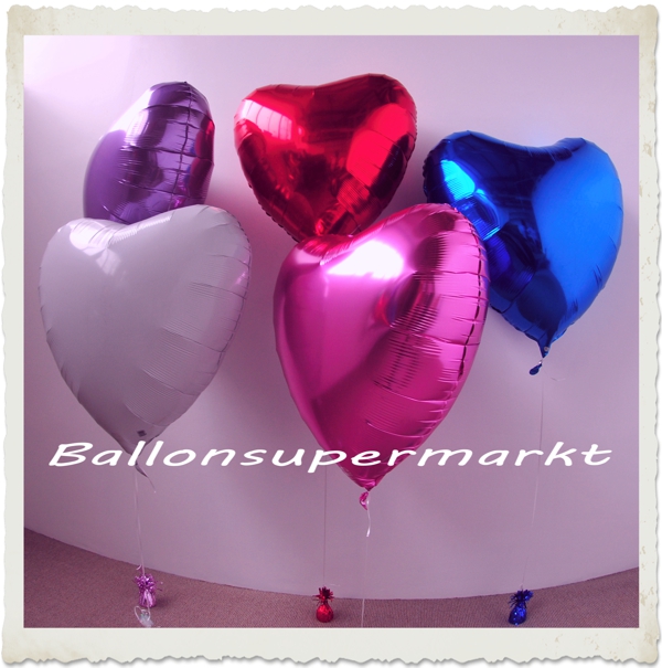 Riesengroße Herzluftballons aus Folie mit Ballongas Helium