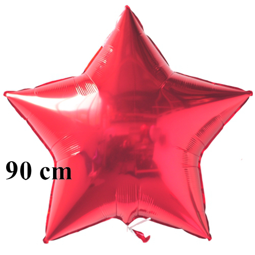 Großer roter Luftballon aus Folie, Sternballon, 90 cm Durchmesser