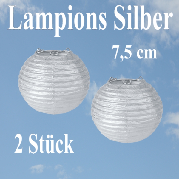 Silberne-Lampions-7,5-cm-2-Stueck
