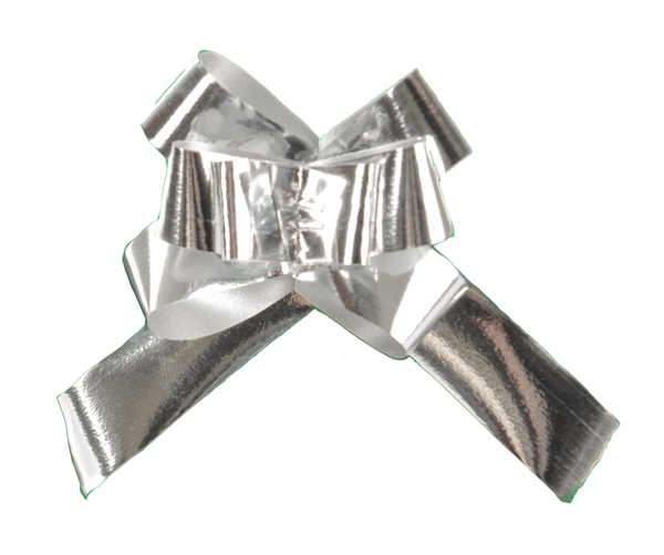 Silberne Metallic-Zierschleife, 14 mm