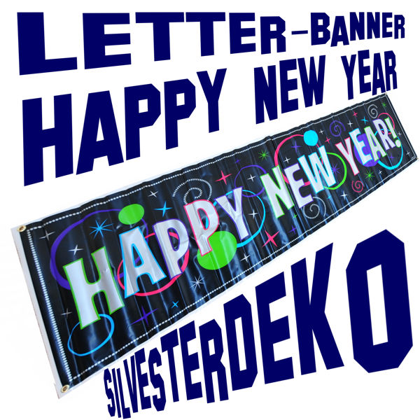 Silvester Dekoration, Letterbanner Happy New Year