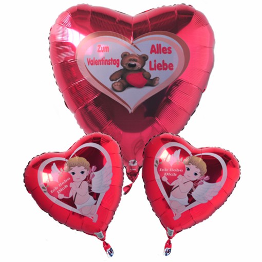 Luftballons der Liebe: Schenken zum Valentinstag, Bouquet 1, schwebende Helium Luftballons