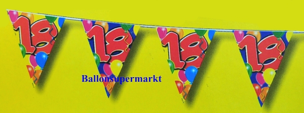 Geburtstag 18. Geburtstagsdekoration zum 18., Partydeko, Wimpel, Festdekoration, Feiern mit Wimpelketten,