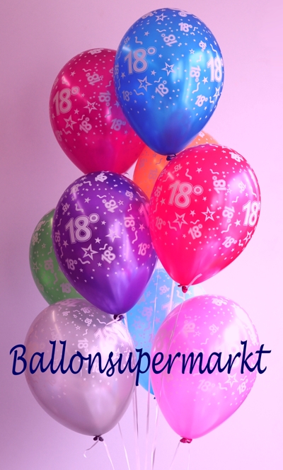 18. Geburtstag Geburtstagsdekoration, 40 Luftballons Zahl 18 mit Helium-Mehrweg