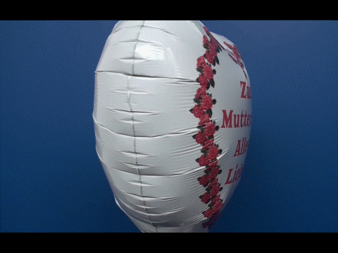 Weißer Herzluftballon aus Folie mit Helium. Zum Muttertag Alles Liebe. Geschenk für die Mama