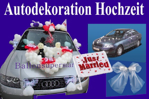 Autodekoration Hochzeit, Dekoration für das Hochzeitsauto