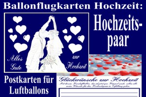 Luftballons mit Ballonflugkarten zur Hochzeit steigen lassen, Ballonflugkarten Hochzeit, Hochzeitspaar